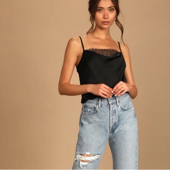 1. State Tops - 1.State Black Lace Camisole Tank Top Sz M